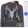 SALE Southern Attitude Preppy Feather Deer Skull Gray Long Sleeve T-Shirt