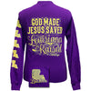 Girlie Girl Originals Louisiana Raised, Jesus Saved Chevron State Bright Long Sleeves T Shirt