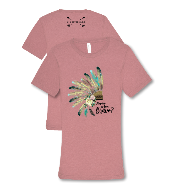 Sale Southern Couture Lightheart How Big is Your Brave Headdress Feathers Triblend Front Print T-Shirt