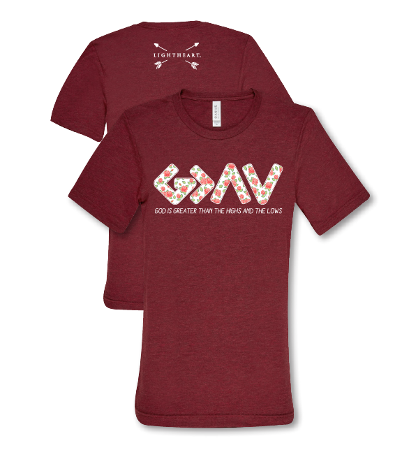 Southern Couture Lightheart God is Greater then the Highs &amp; Lows Triblend Front Print T-Shirt