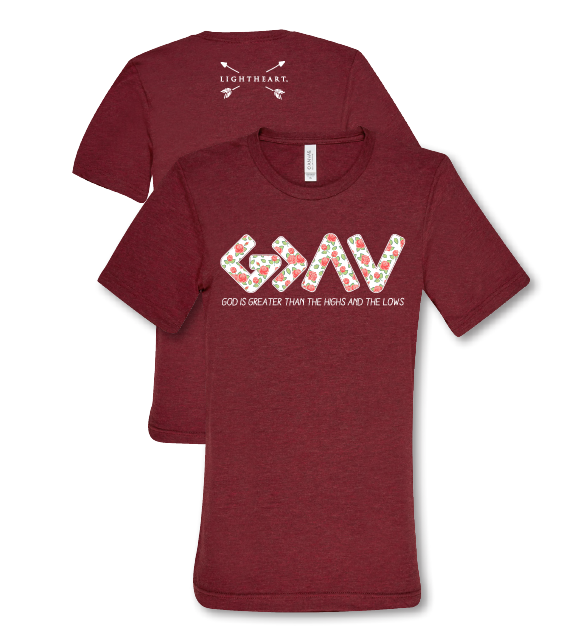 Southern Couture Lightheart God is Greater then the Highs & Lows Triblend Front Print T-Shirt