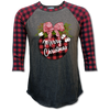 Couture Lightheart Plaid Merry Christmas Raglan Long Sleeve T-Shirt