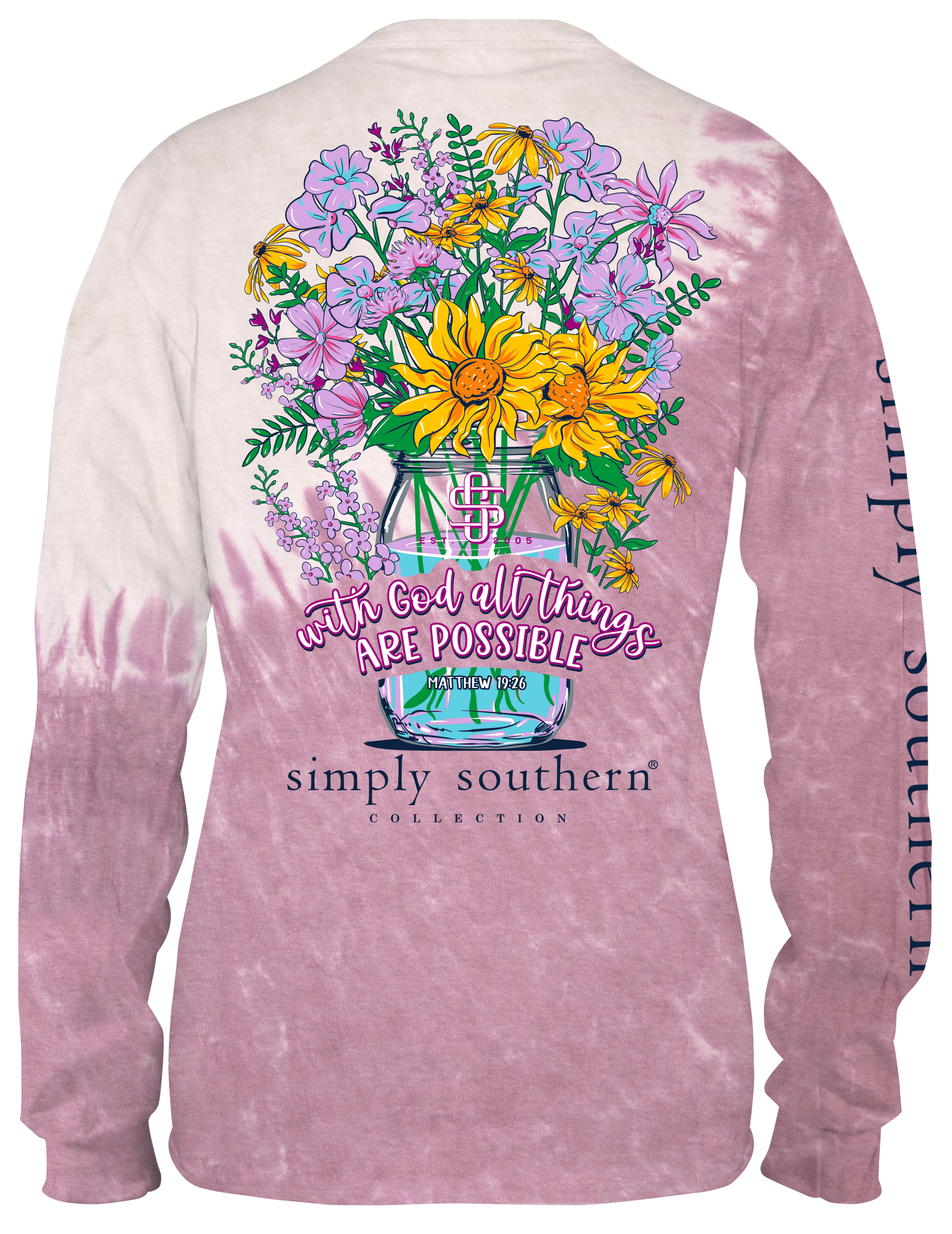 SALE Simply Southern All Things Are Possible Tie Dye Long Sleeve T-Shirt