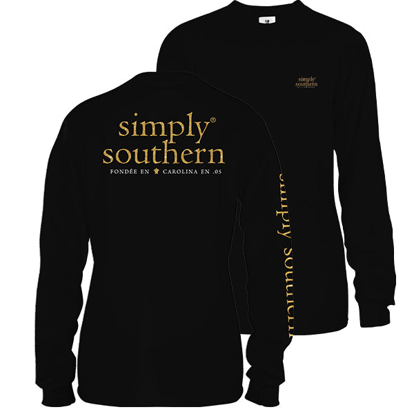 SALE Simply Southern Preppy Classic Logo Black Long Sleeve T-Shirt