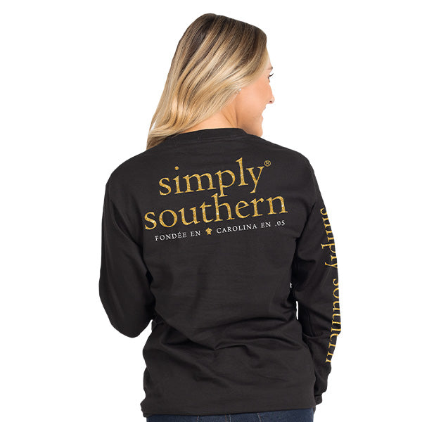 SALE Simply Southern Preppy Classic Logo Black Long Sleeve T-Shirt
