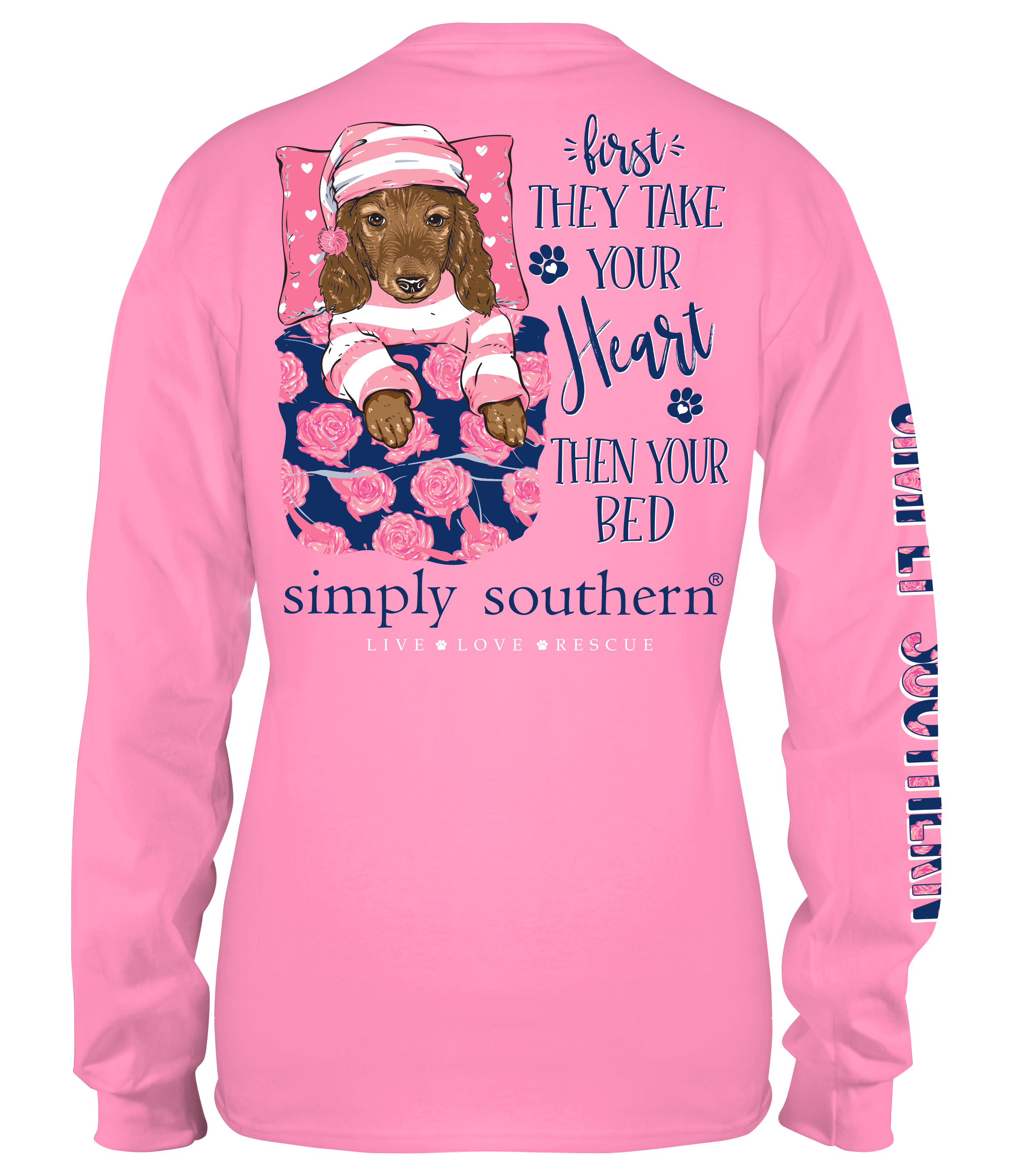 Simply Southern Preppy Heart Bed Dog Long Sleeve T Shirt