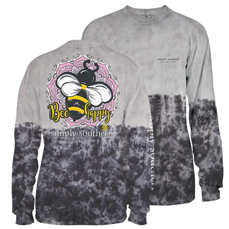 SALE Simply Southern Youth Preppy Bee Happy Smokey Tiedye Long Sleeve T-Shirt