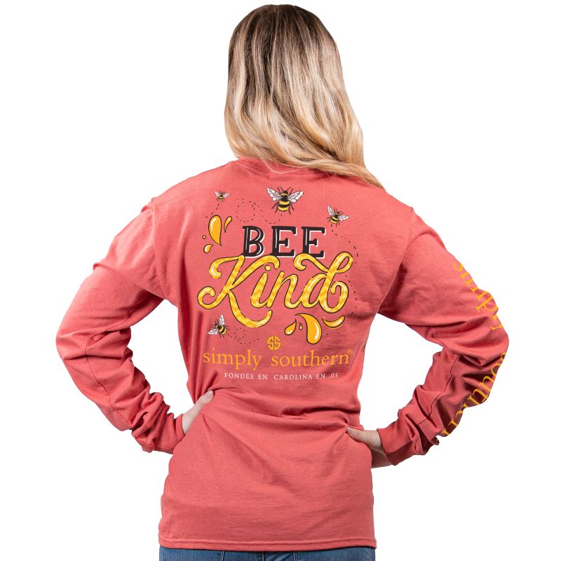 SALE Simply Southern Preppy Bee Kind Long Sleeve T-Shirt - SimplyCuteTees
