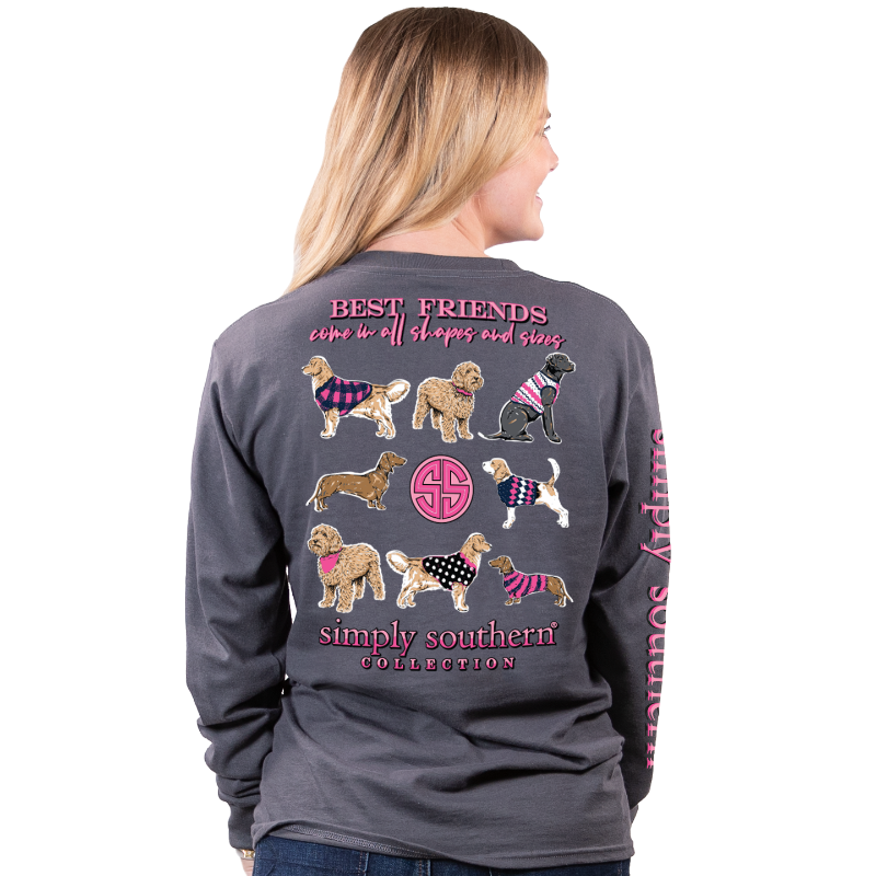 SALE Simply Southern Best Friends Dogs Long Sleeve T-Shirt
