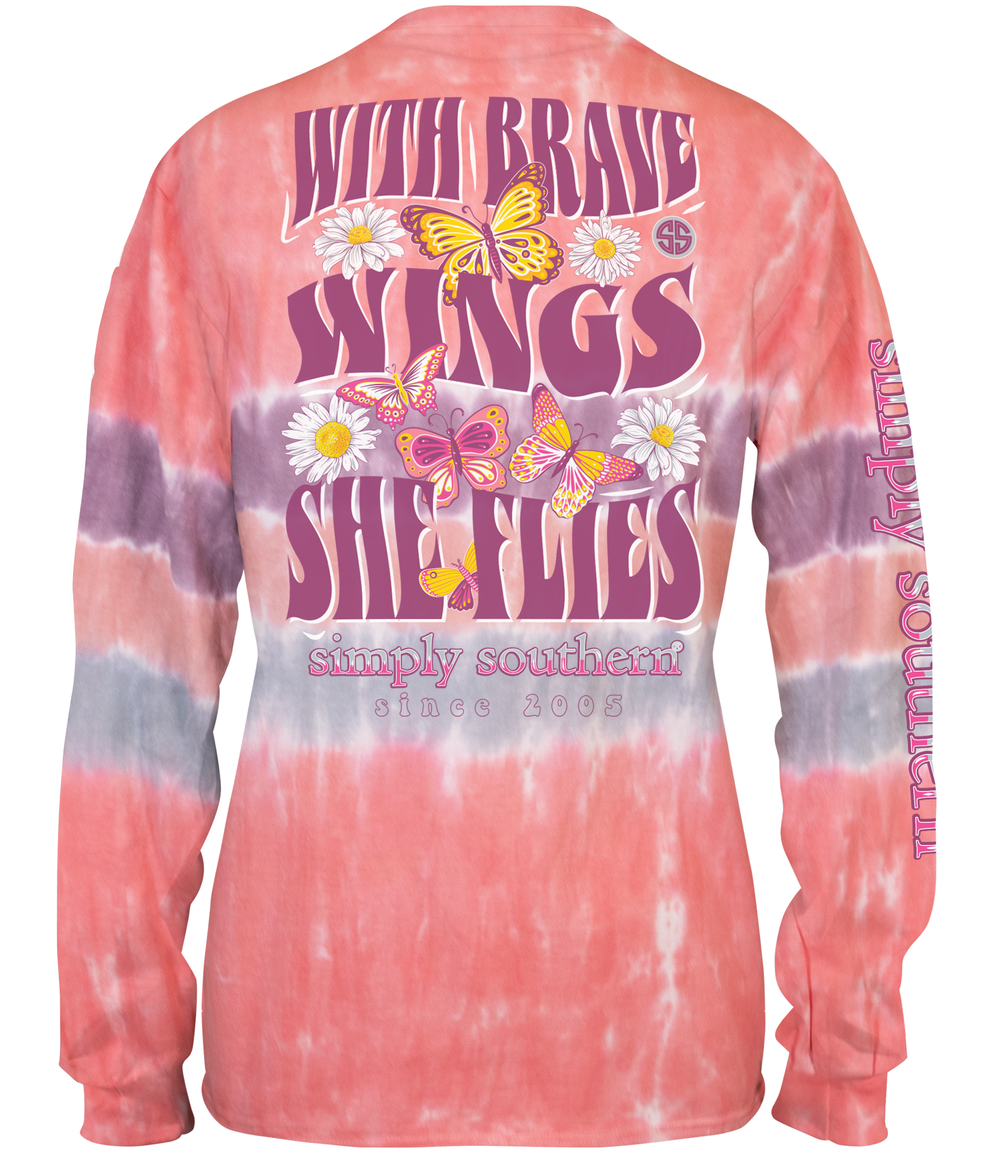 SALE Simply Southern Brave Butterfly Tie Dye Long Sleeve T-Shirt