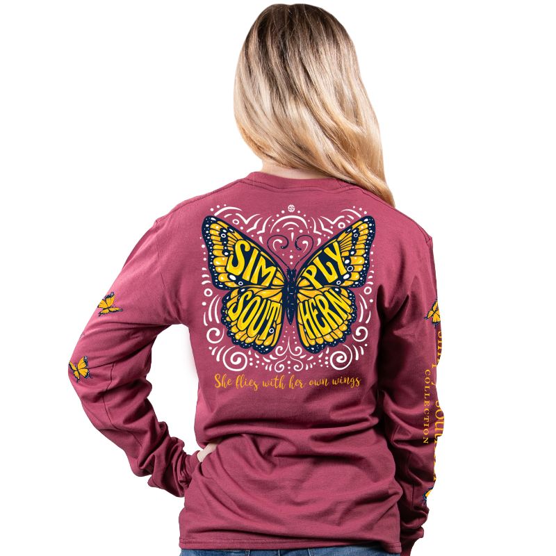 SALE Simply Southern Preppy Butterfly Logo Long Sleeve T-Shirt