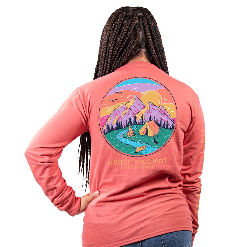 SALE Simply Southern Preppy Camp Mountains Fall Long Sleeve T-Shirt