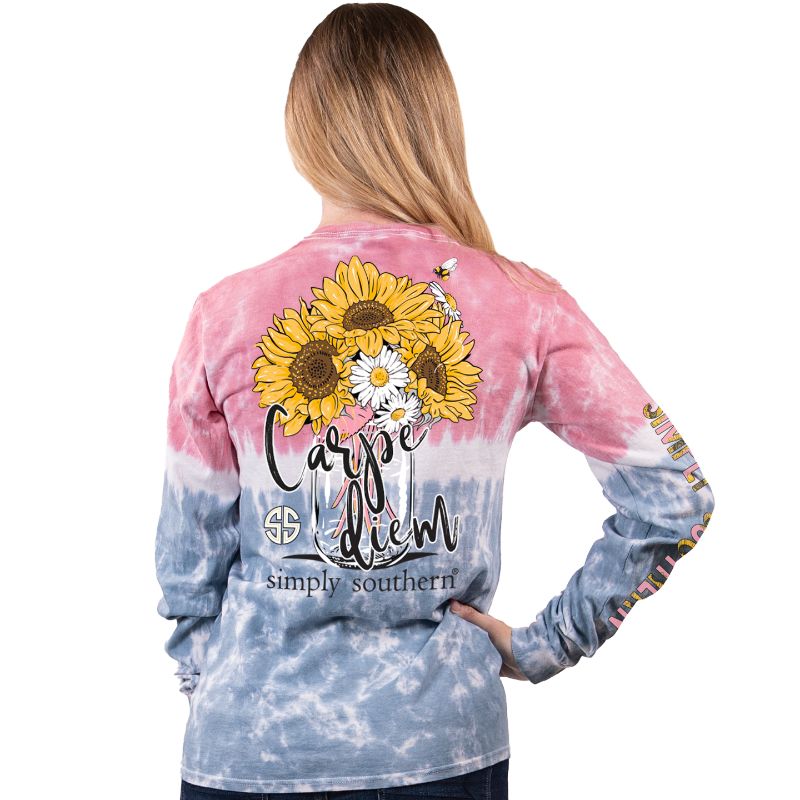 SALE Simply Southern Preppy Carpe Diem Sunflowers Long Sleeve T-Shirt