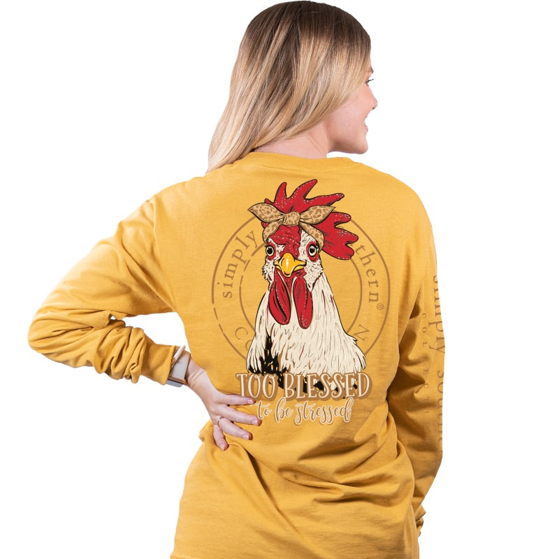 Simply Southern Too Blessed Chicken Long Sleeve T-Shirt