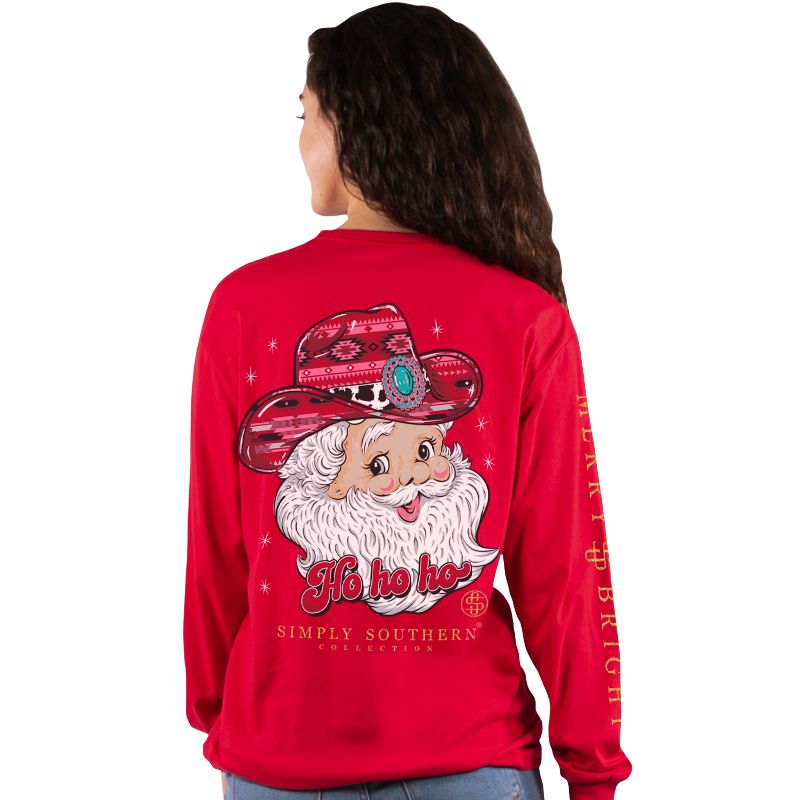 Simply Southern Cowboy Santa Holiday Long Sleeve T-Shirt