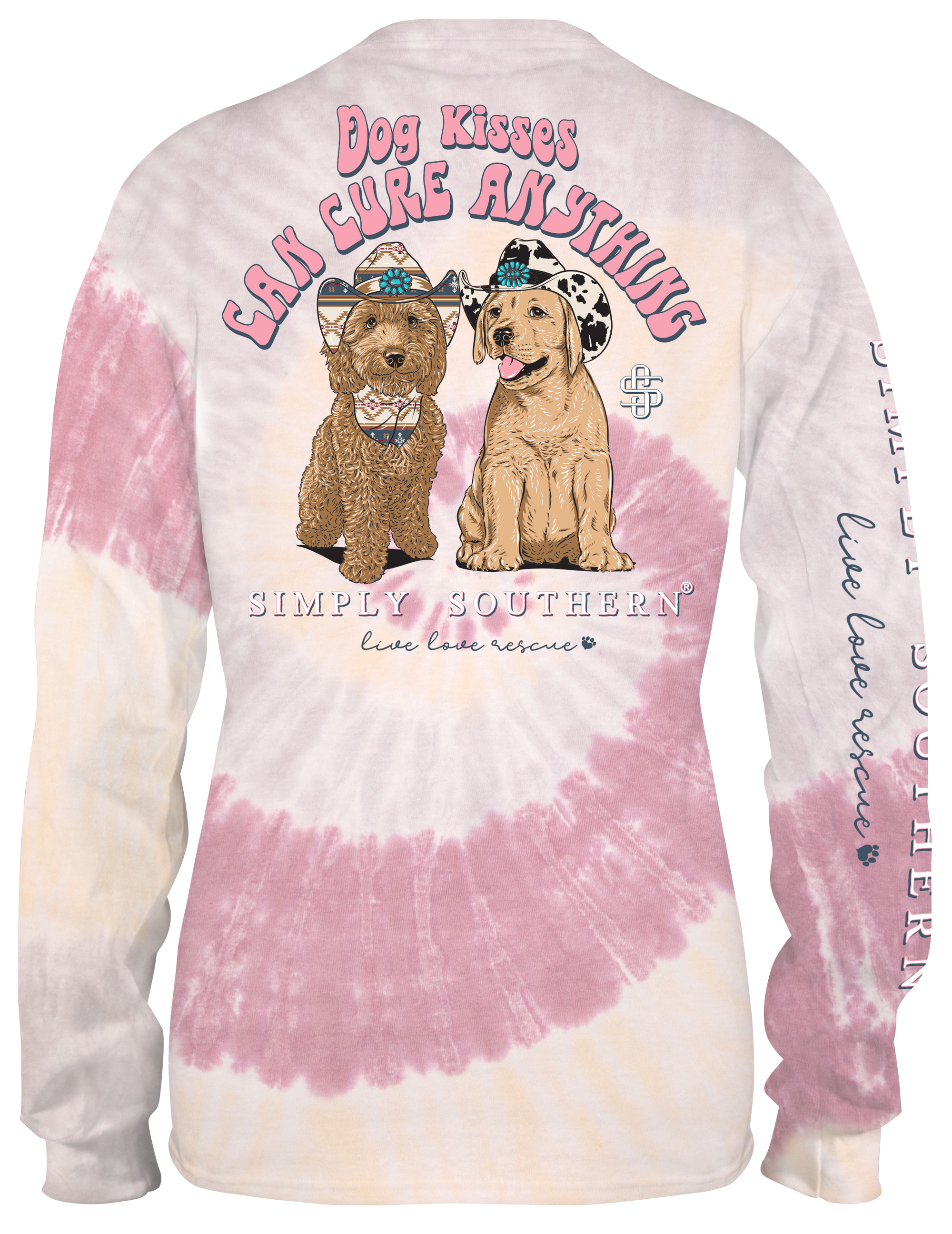 SALE Simply Southern Dog Kisses Cure Anything Tie Dye Long Sleeve T-Shirt