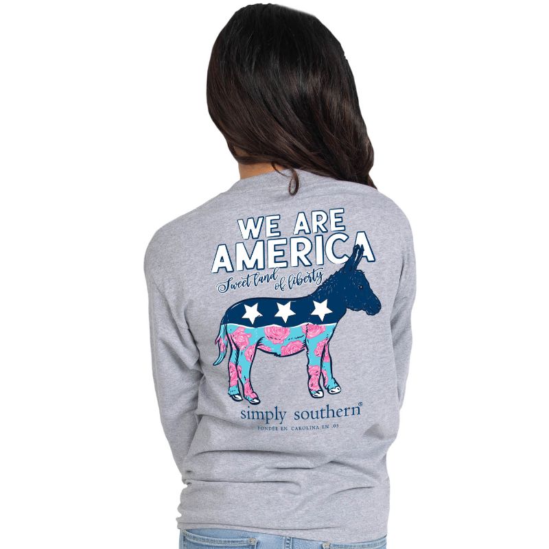 SALE Simply Southern Land Of Liberty Democrat USA Long Sleeve T-Shirt