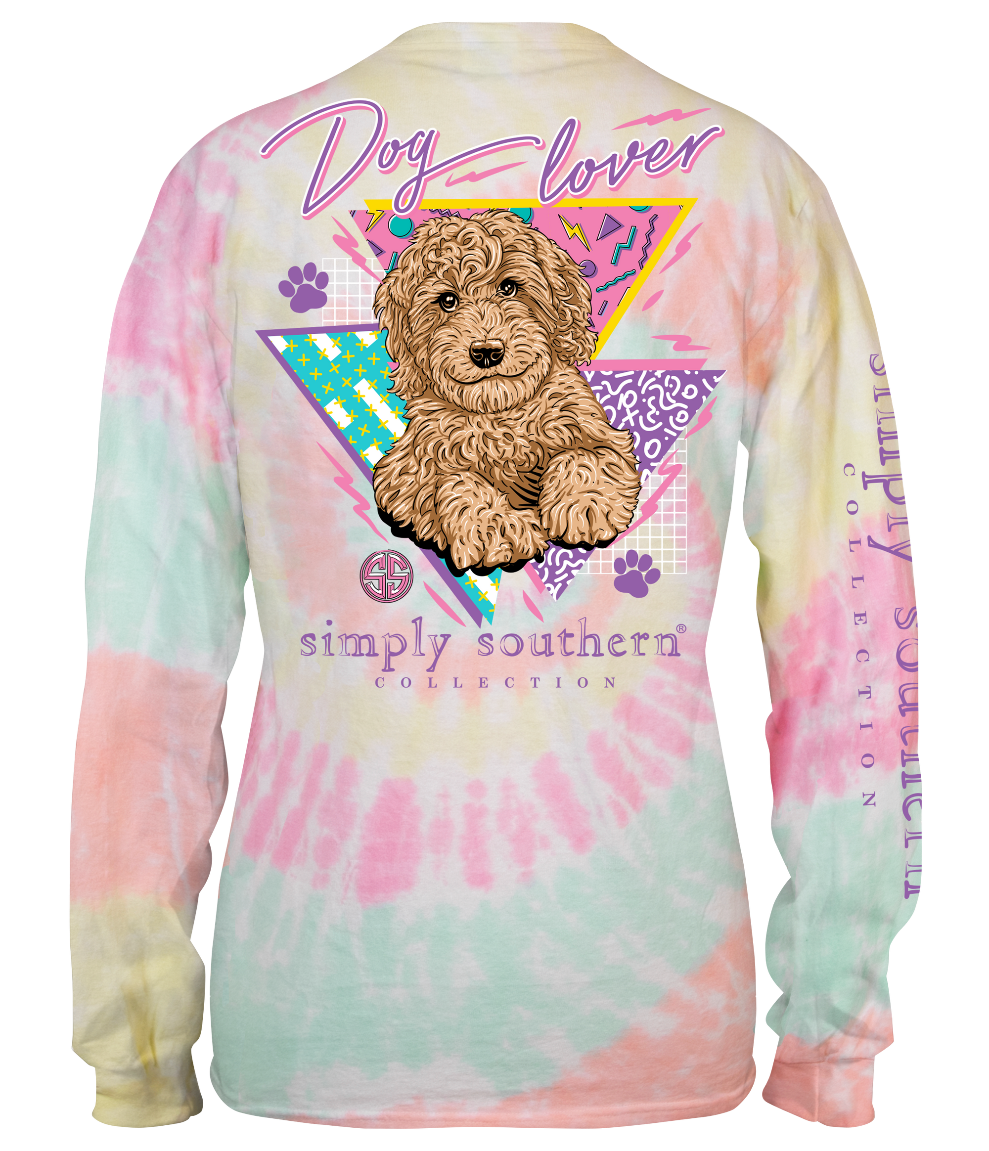 SALE Simply Southern Retro Dog Lover Tie Dye Long Sleeve T-Shirt
