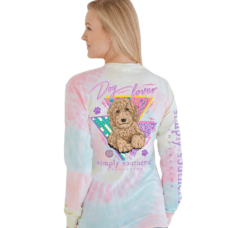 SALE Simply Southern Retro Dog Lover Tie Dye Long Sleeve T-Shirt