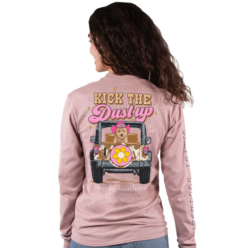 SALE Simply Southern Kick The Dust Up Dog Long Sleeve T-Shirt