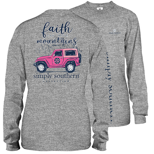 SALE Simply Southern Preppy Faith Move Mountains Long Sleeve T-Shirt