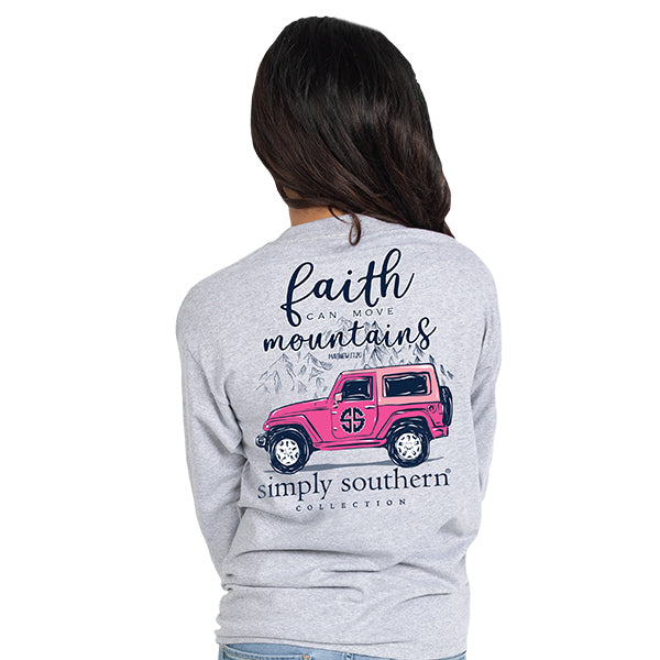 SALE Simply Southern Preppy Faith Move Mountains Long Sleeve T-Shirt