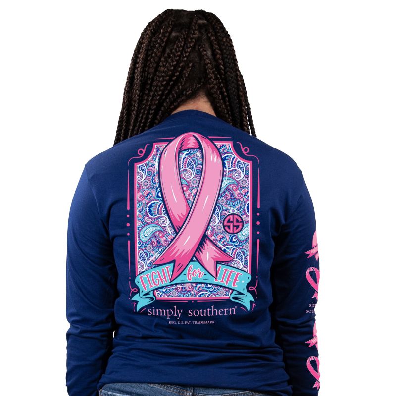 SALE Simply Southern Fight For Life Hope Cancer Long Sleeve T-Shirt