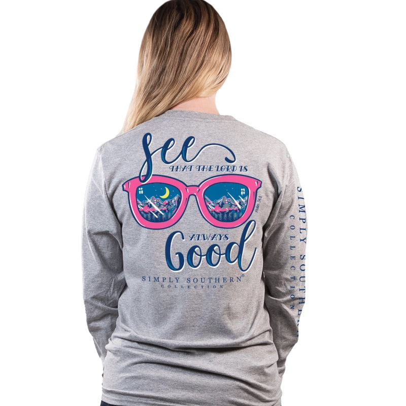 SALE Simply Southern Lord Is Always Good Glasses Long Sleeve T-Shirt