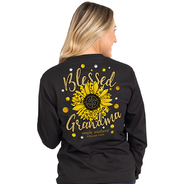 SALE Simply Southern Preppy Blessed Grandma Sunflower Long Sleeve T-Shirt