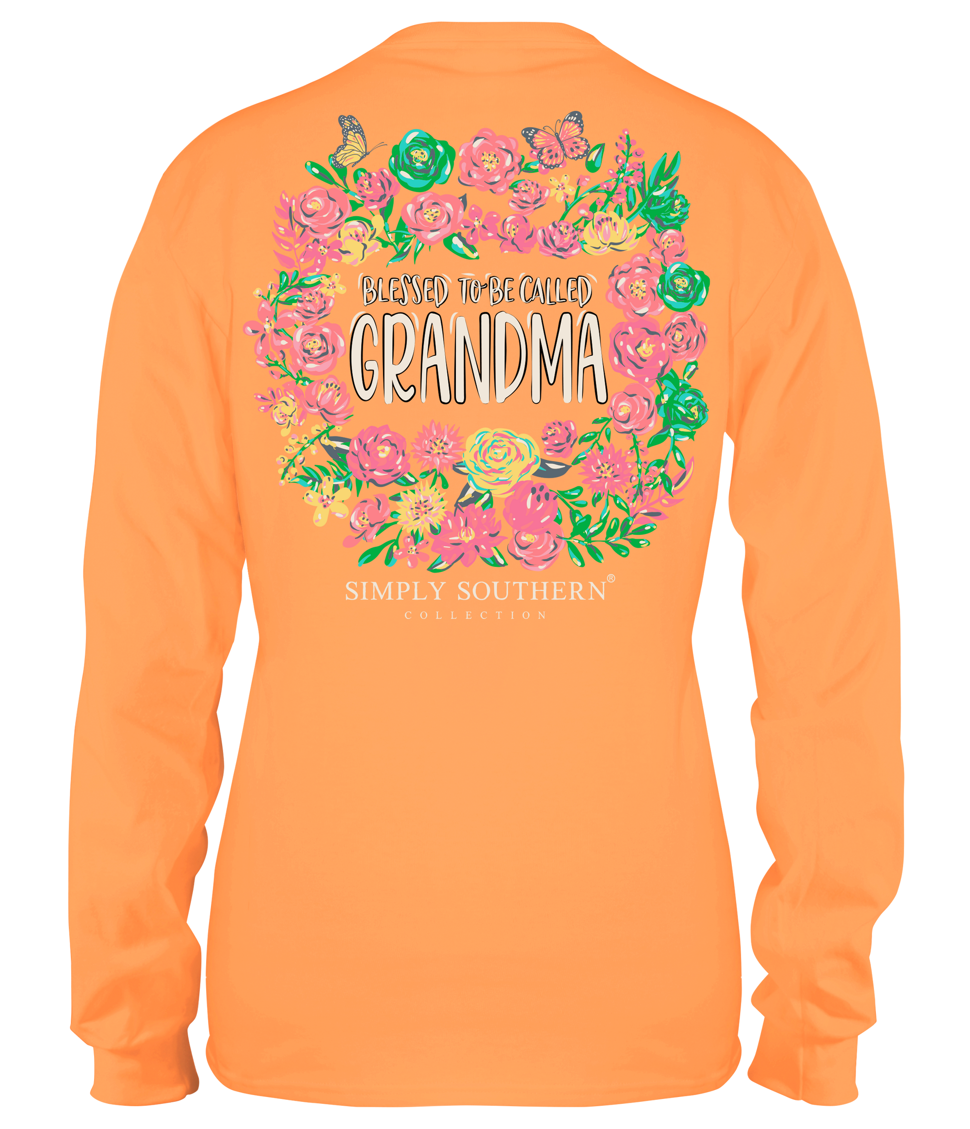 SALE Simply Southern Blessed Grandma Flowers Long Sleeve T-Shirt