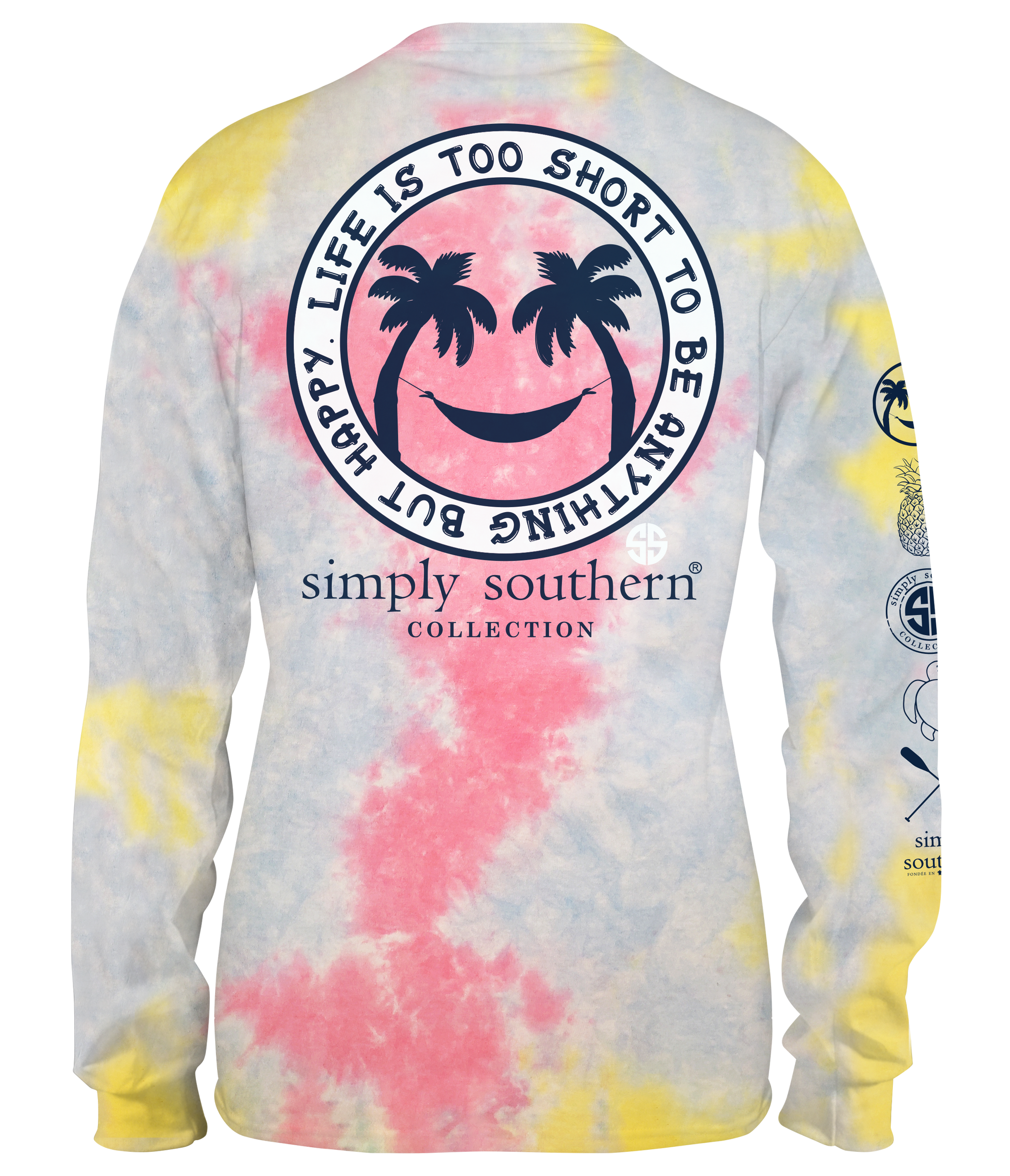 SALE Simply Southern Life Is Short Happy Tie Dye Long Sleeve T-Shirt