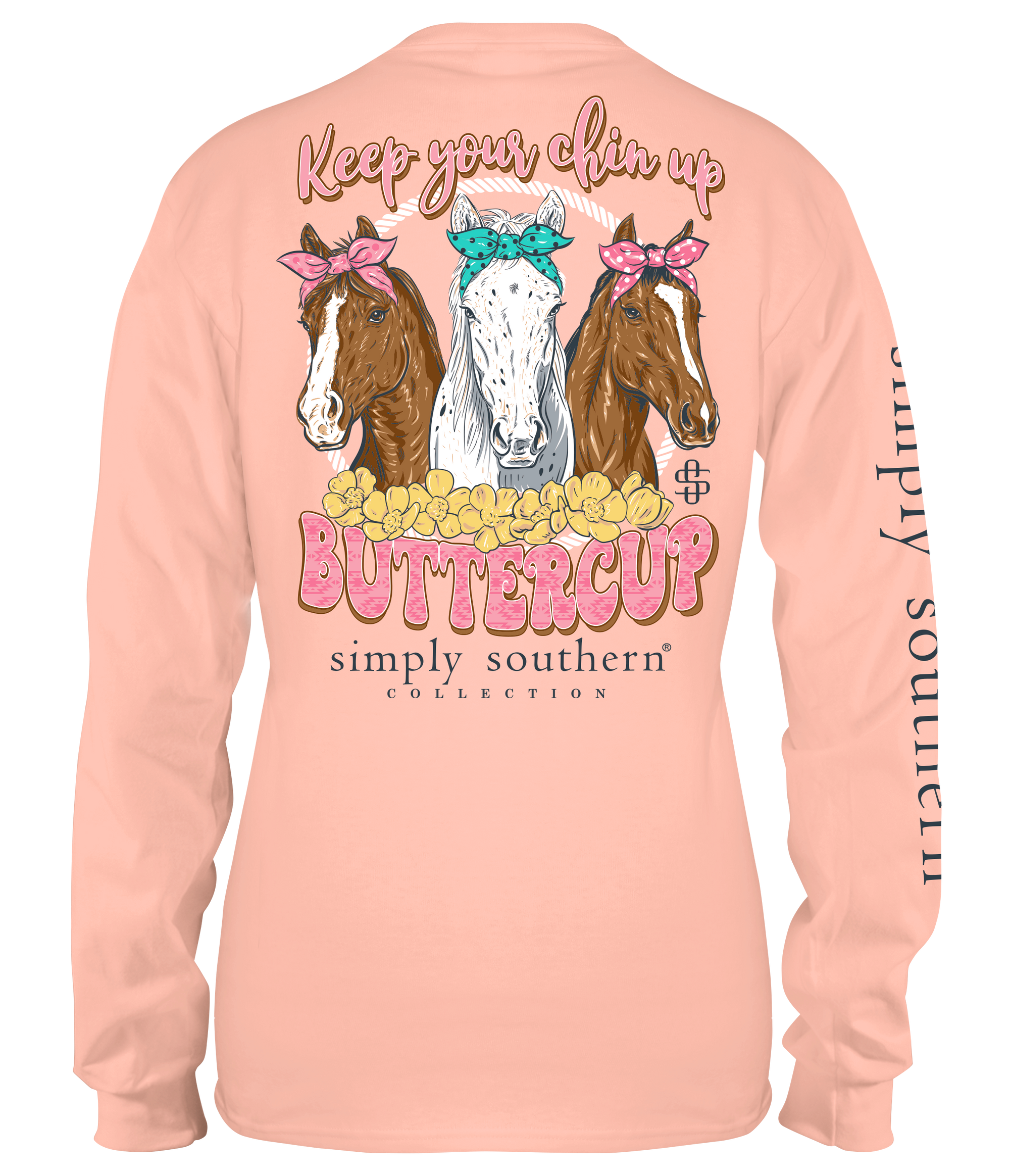 Simply Southern Chin Up Buttercup Horses Long Sleeve T-Shirt