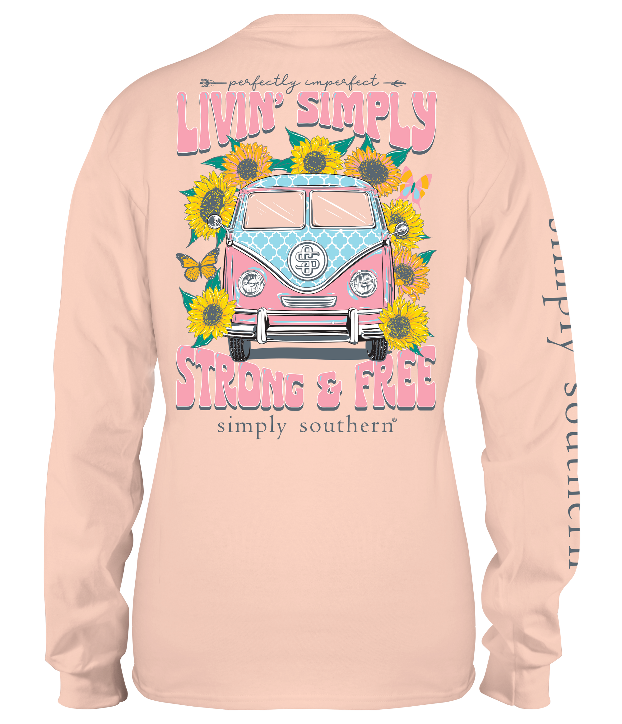 SALE Simply Southern Livin Strong &amp; Free Van Long Sleeve T-Shirt