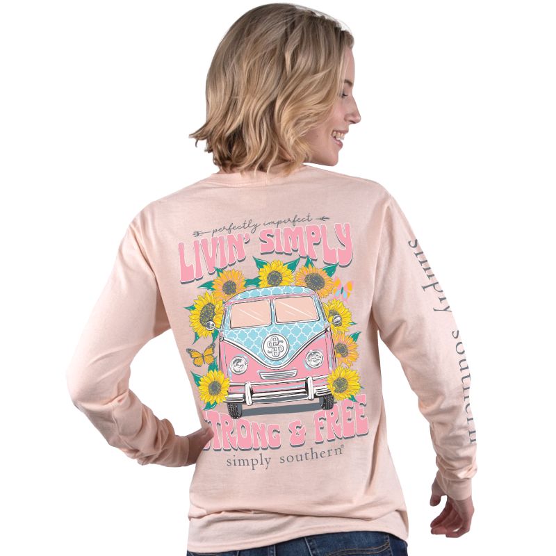 SALE Simply Southern Livin Strong & Free Van Long Sleeve T-Shirt