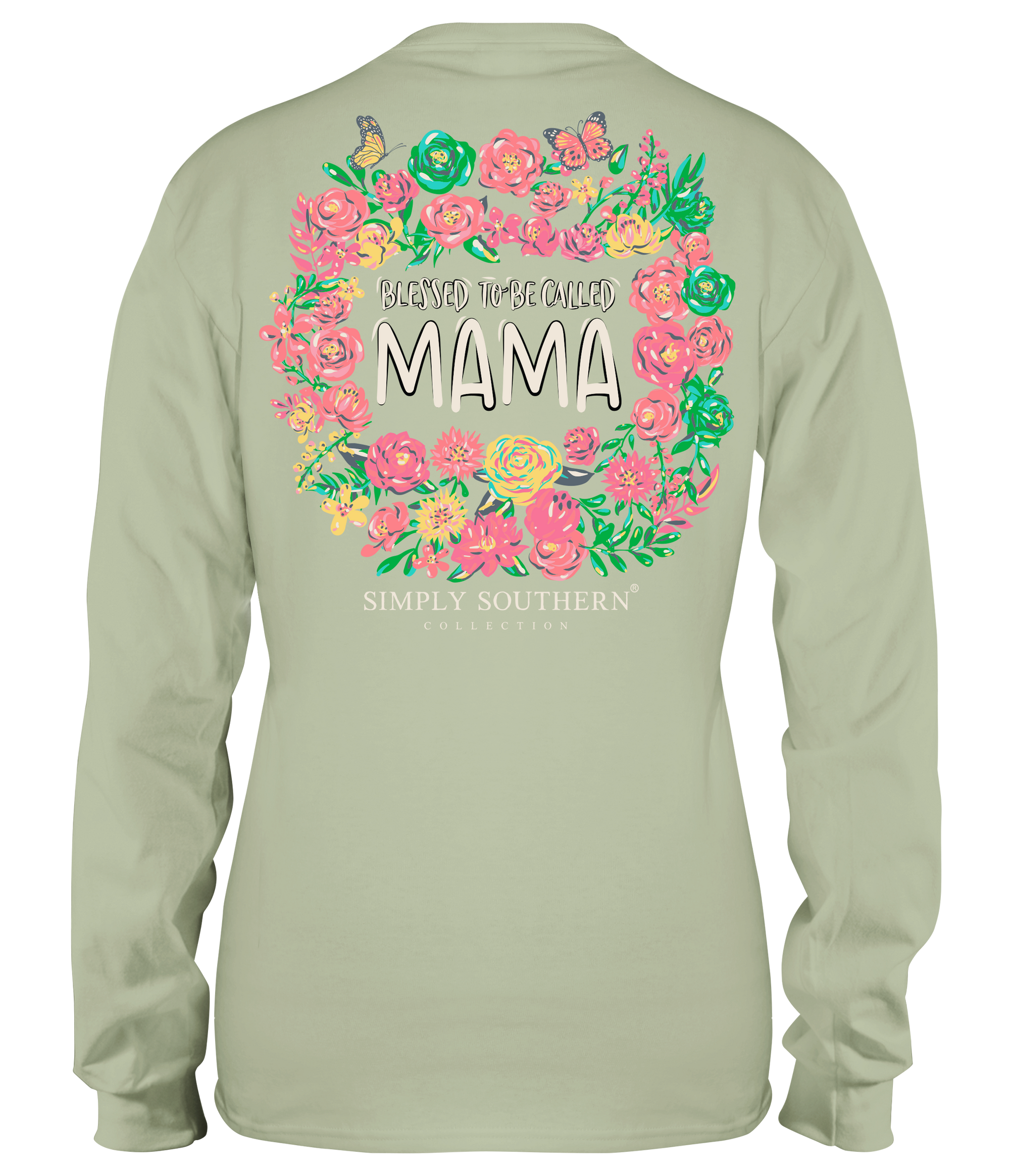 Simply Southern Blessed Mama Flowers Long Sleeve T-Shirt