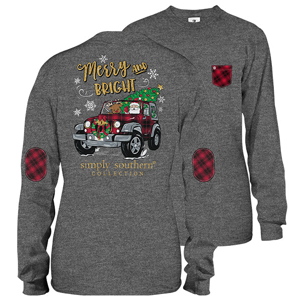 SALE Youth Simply Southern Preppy Merry And Bright Holiday Long Sleeve T-Shirt