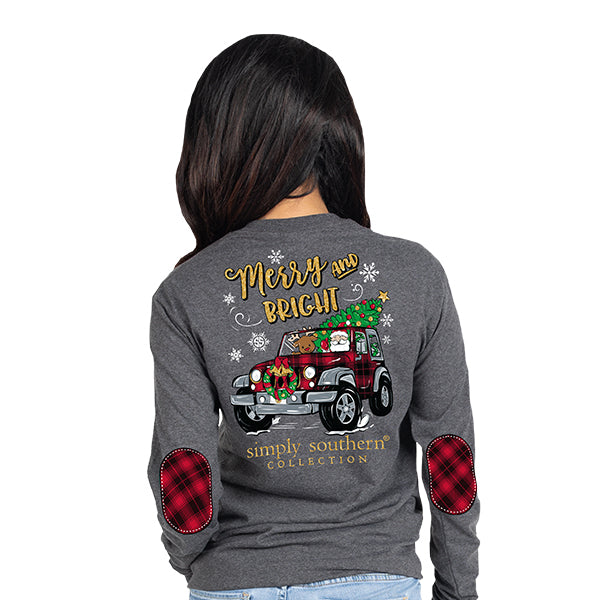 SALE Youth Simply Southern Preppy Merry And Bright Holiday Long Sleeve T-Shirt
