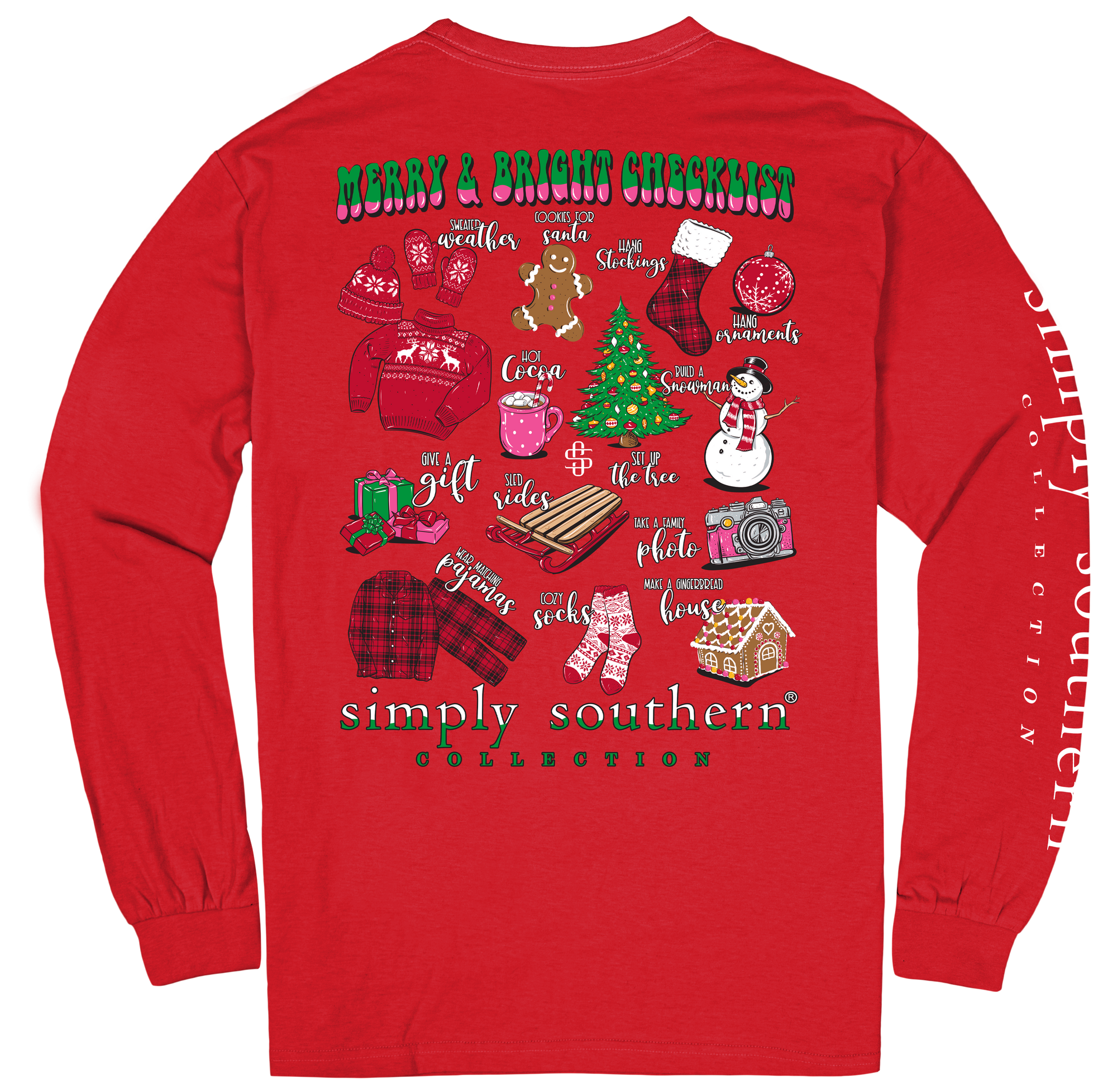 Simply Southern Merry &amp; Bright Checklist Holiday Long Sleeve T-Shirt