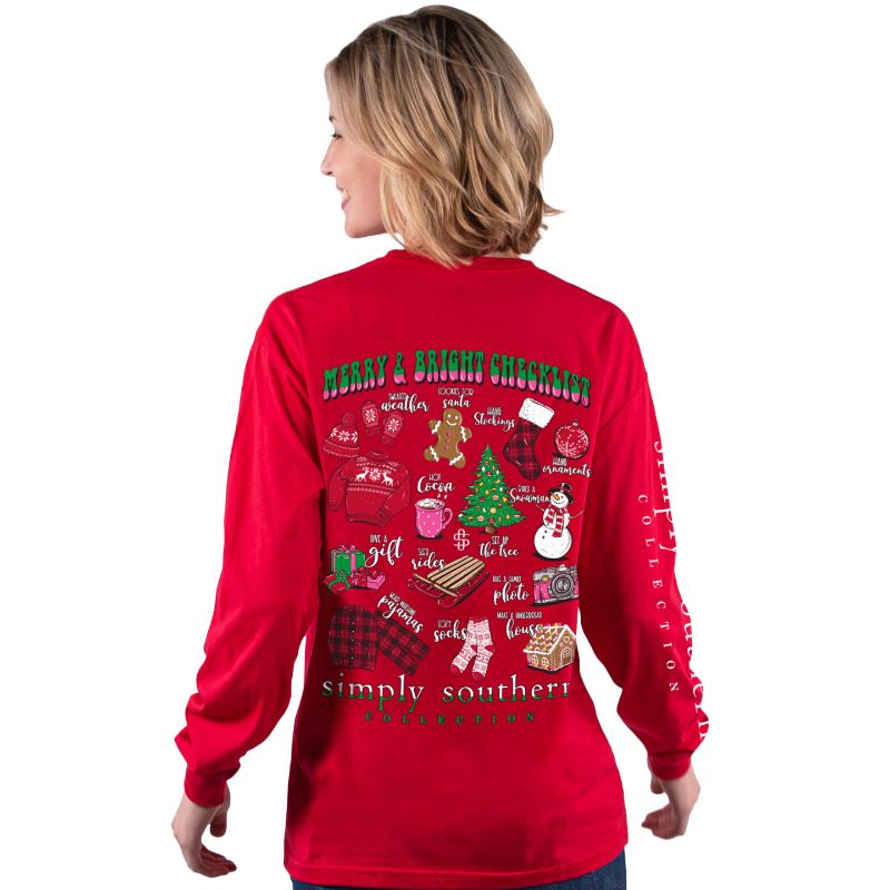 Simply Southern Merry & Bright Checklist Holiday Long Sleeve T-Shirt