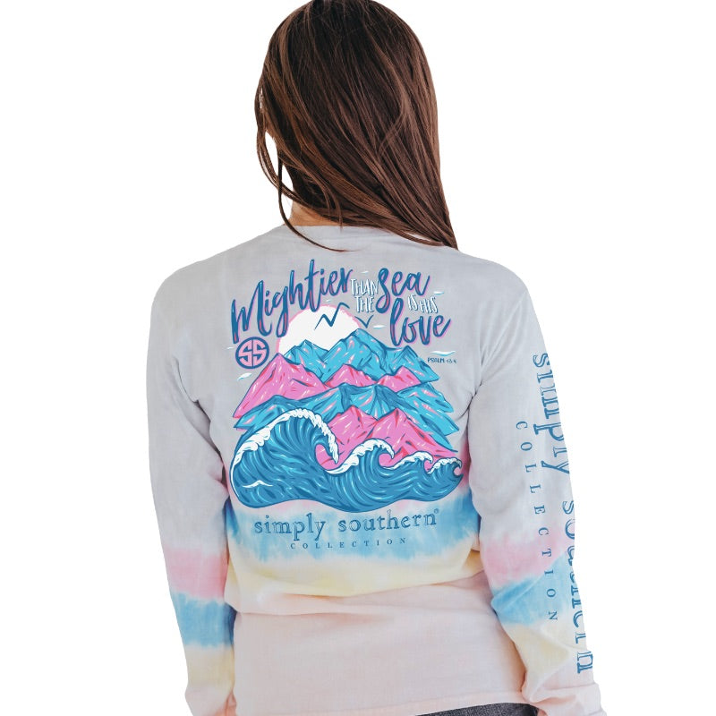 SALE Simply Southern Mightier Than The Sea Tie Dye Long Sleeve T-Shirt