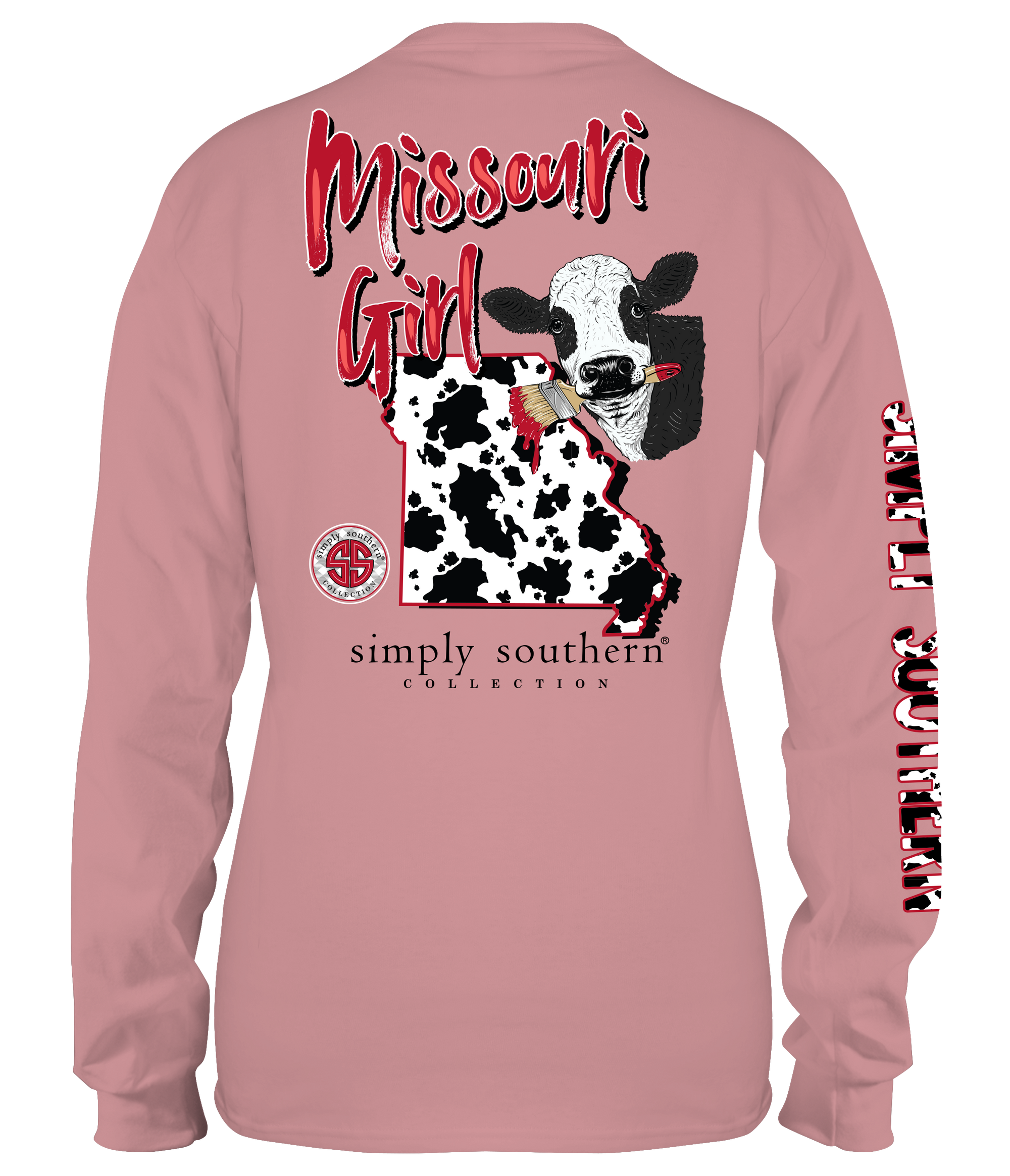 Simply Southern Missouri Girl Cow Print Long Sleeve T-Shirt