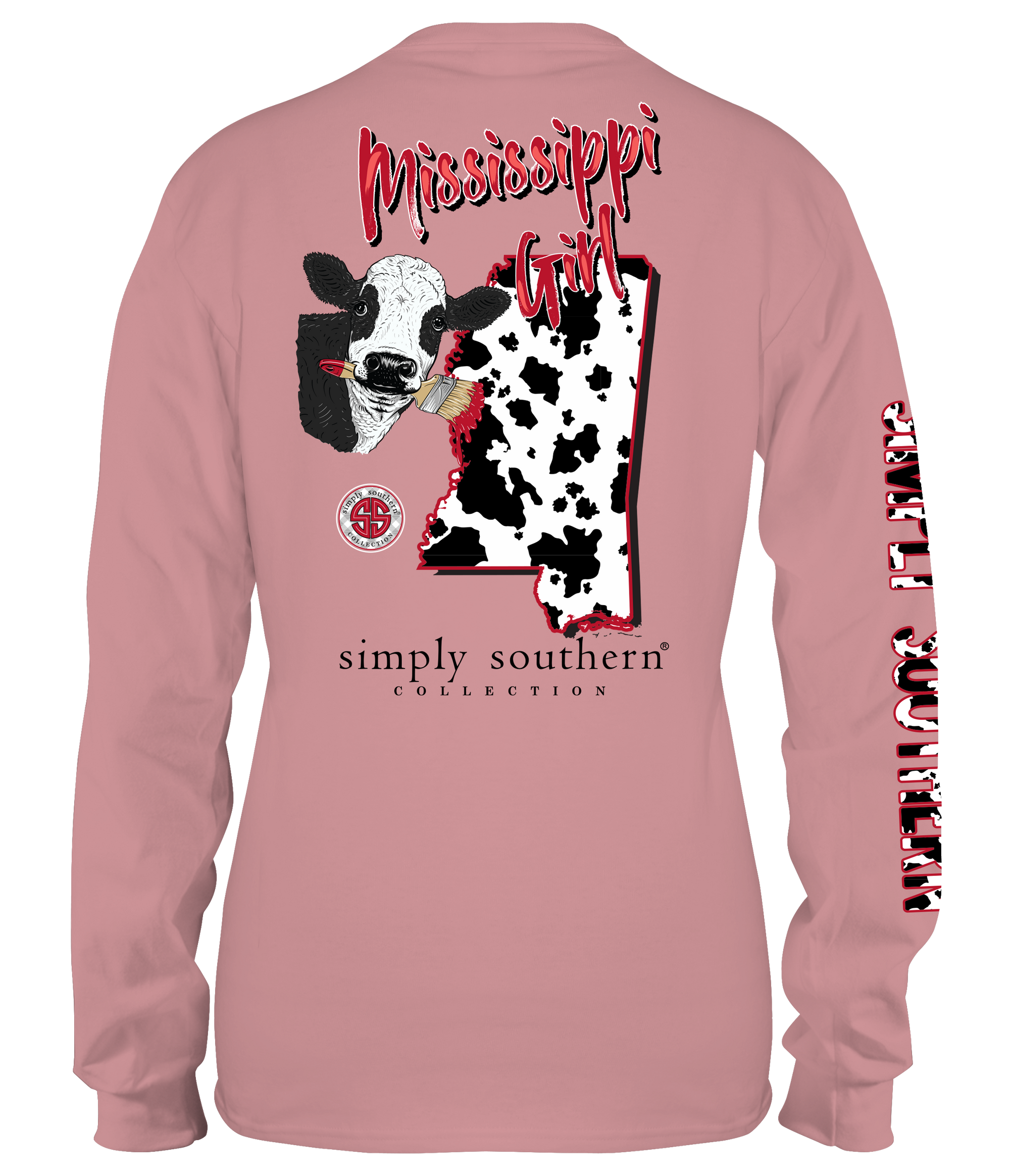 Simply Southern Mississippi Girl Cow Print Long Sleeve T-Shirt