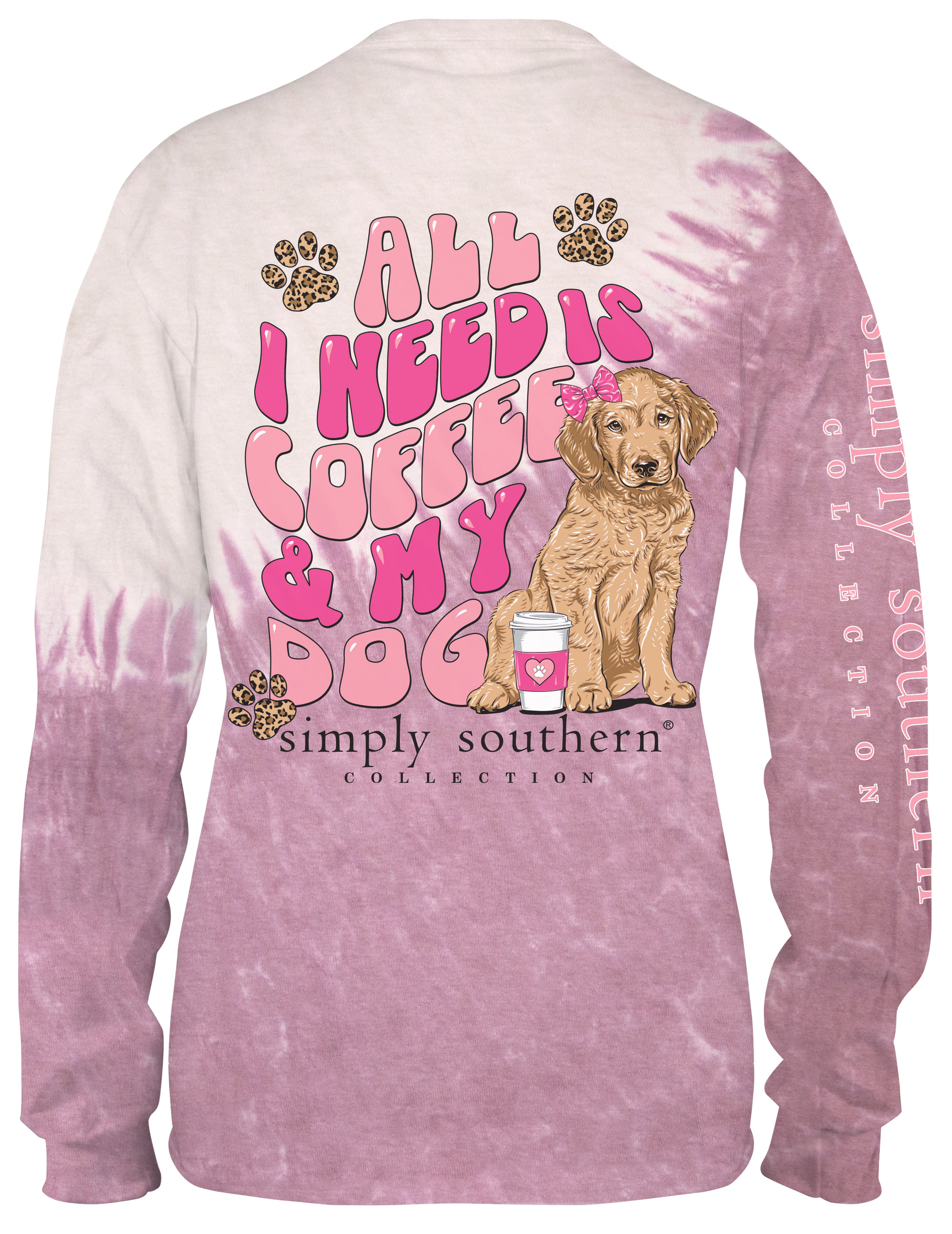 SALE Simply Southern Coffee &amp; My Dog Tie Dye Long Sleeve T-Shirt