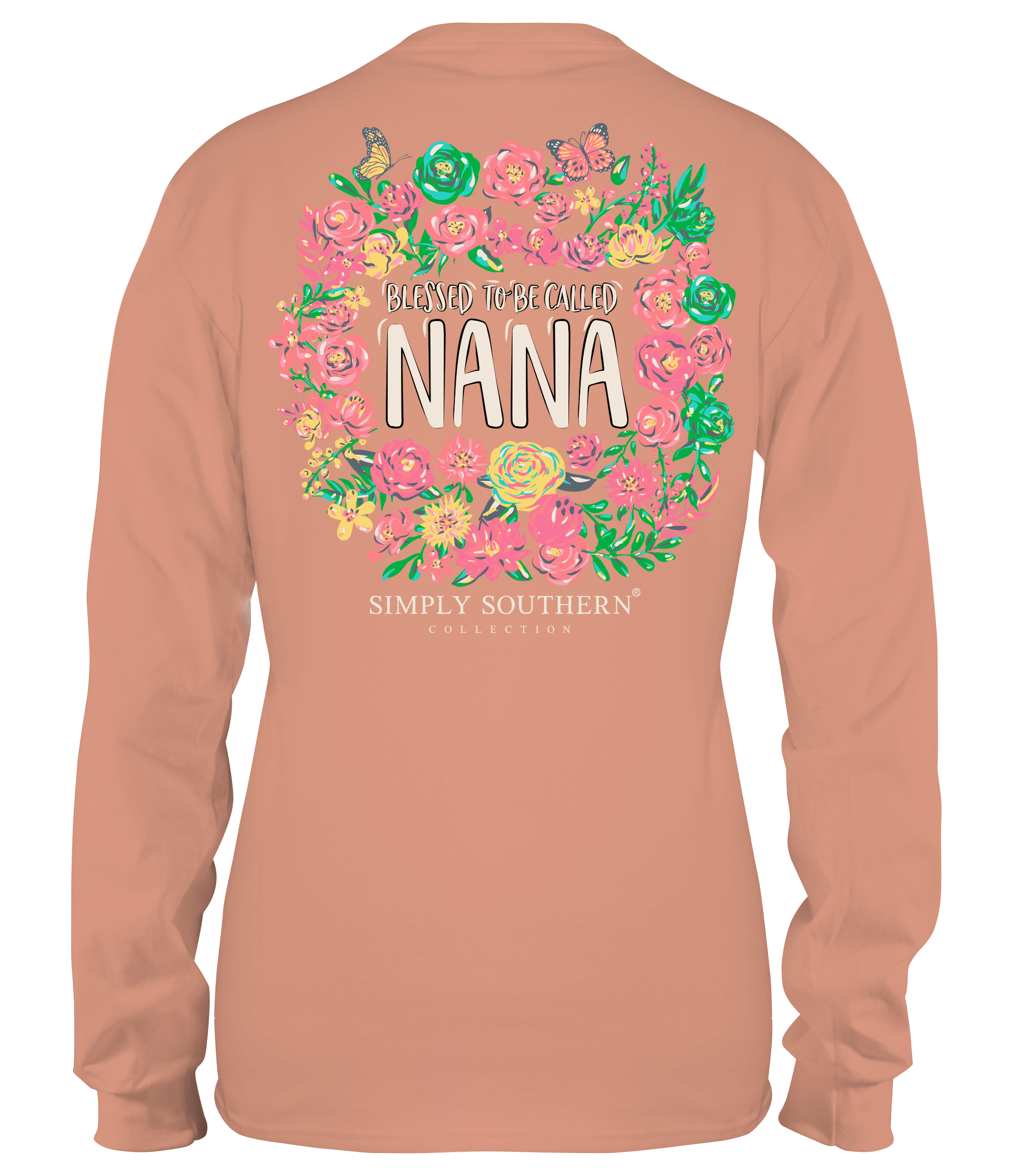 Simply Southern Blessed Nana Flowers Long Sleeve T-Shirt - SimplyCuteTees