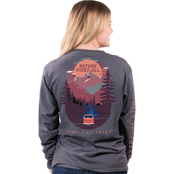 SALE Simply Southern Preppy Nature Fixes All Mountains Long Sleeve T-Shirt