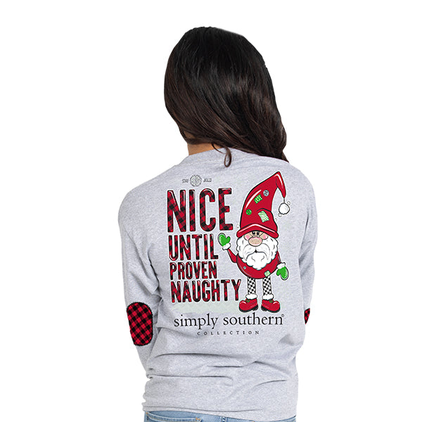 SALE Simply Southern Nice Until Proven Naughty Holiday Long Sleeve T-Shirt