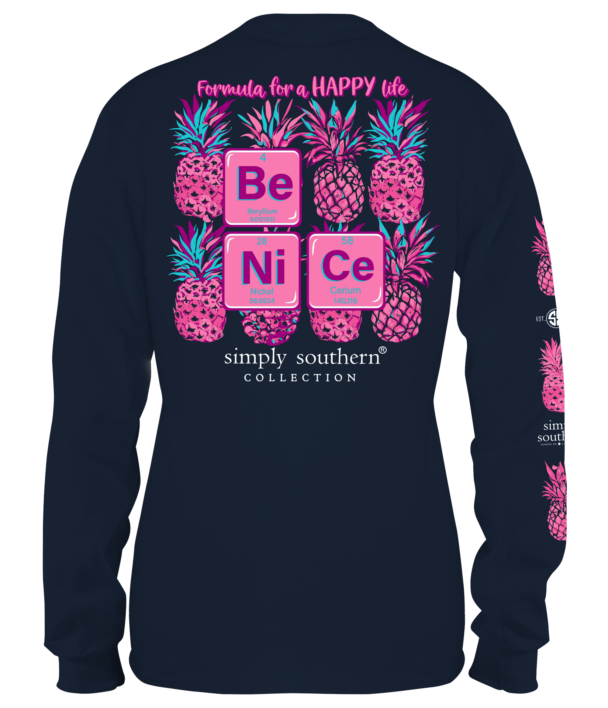 SALE Simply Southern Preppy Be Nice Pineapple Long Sleeve T-Shirt