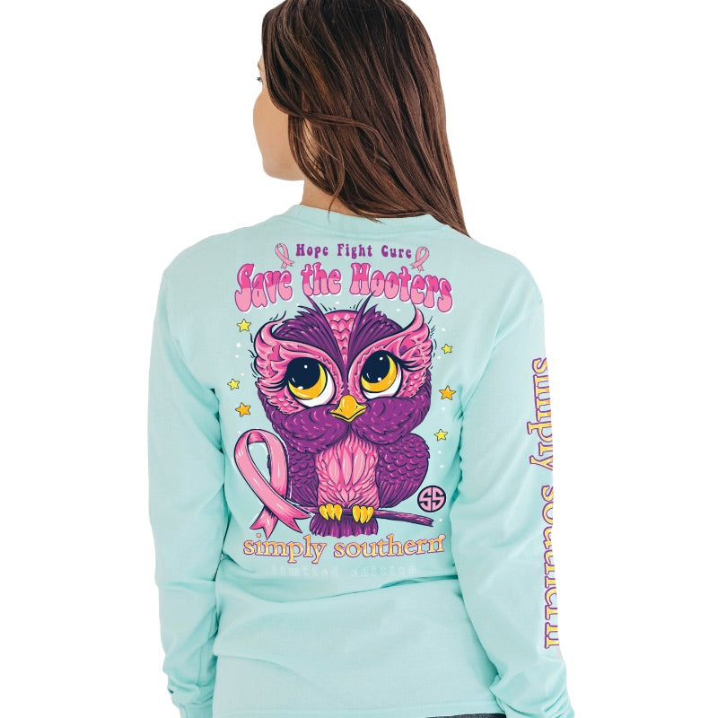SALE Simply Southern Owl Hope Fight Cure Cancer Long Sleeve T-Shirt