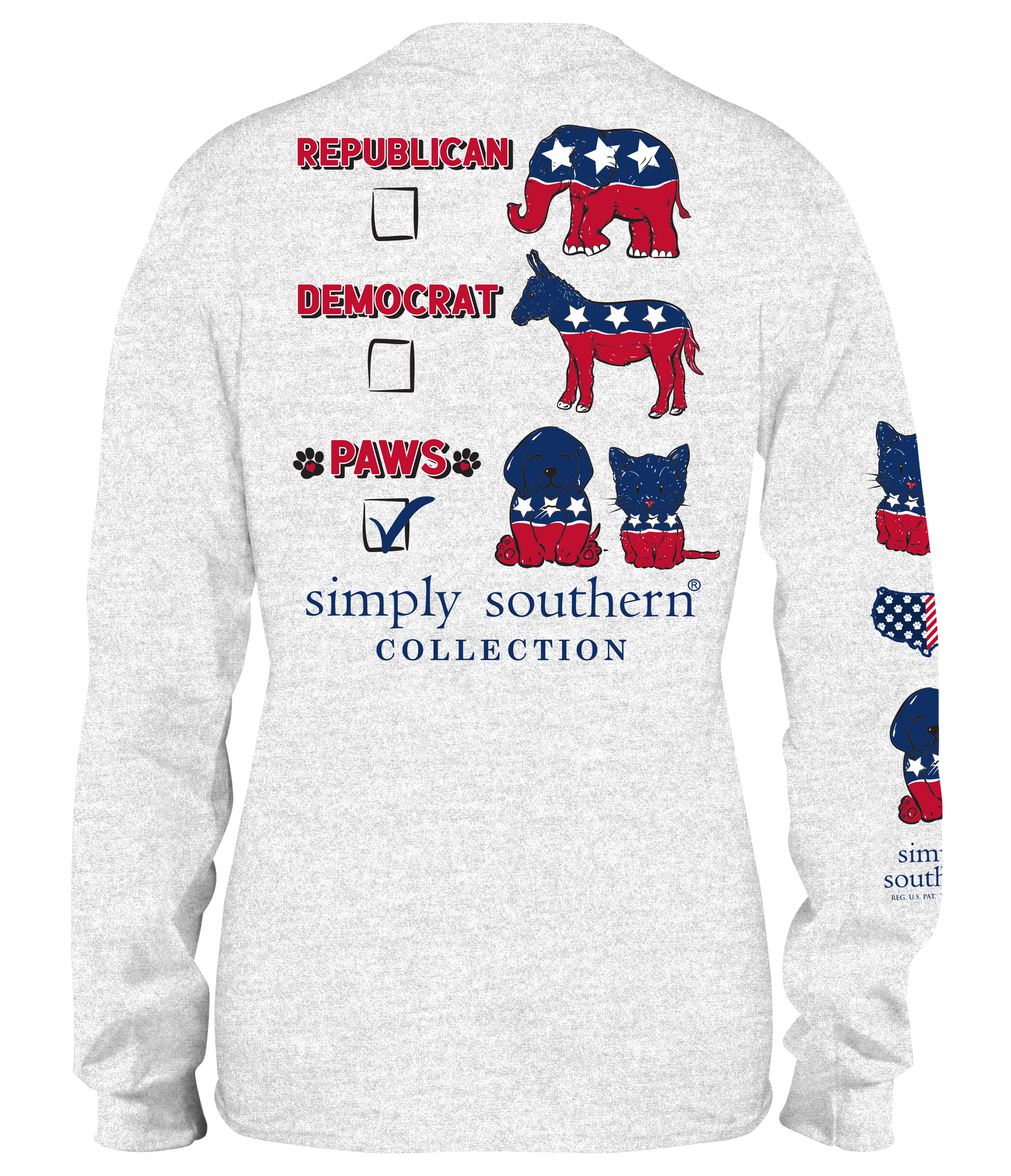 SALE Simply Southern Vote Paws USA Long Sleeve T-Shirt