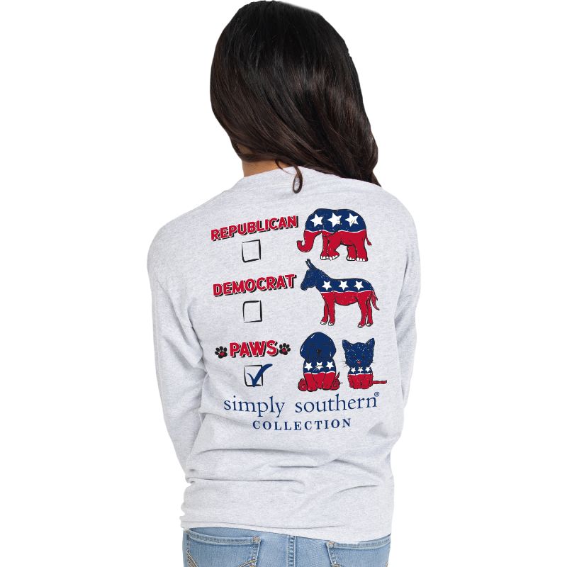 SALE Simply Southern Vote Paws USA Long Sleeve T-Shirt
